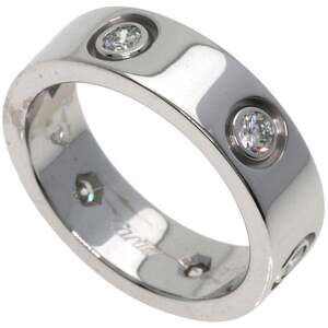 CARTIER 18k Silver Diamond Love Ring #50